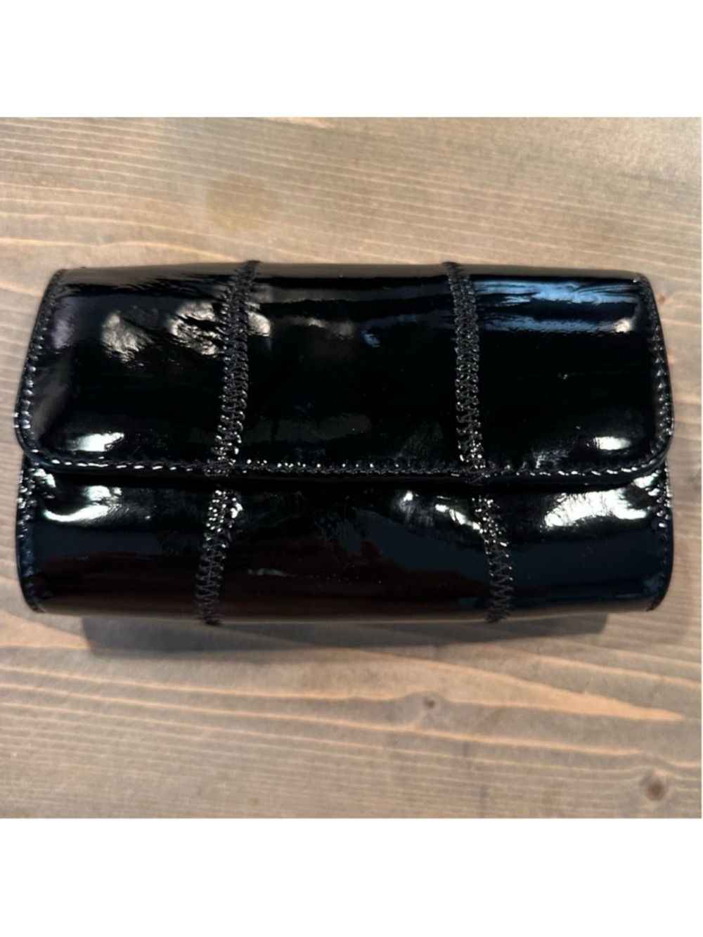 Saks Fifth Avenue X Carlos Falchi Womens Black Magnet Clutch Bag Makeup Bag - Picture 3 of 14